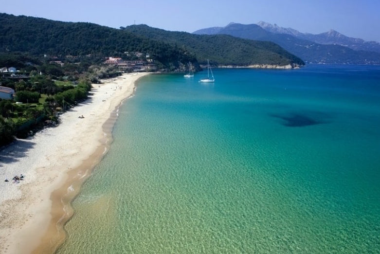 A beach on the north side of Elba